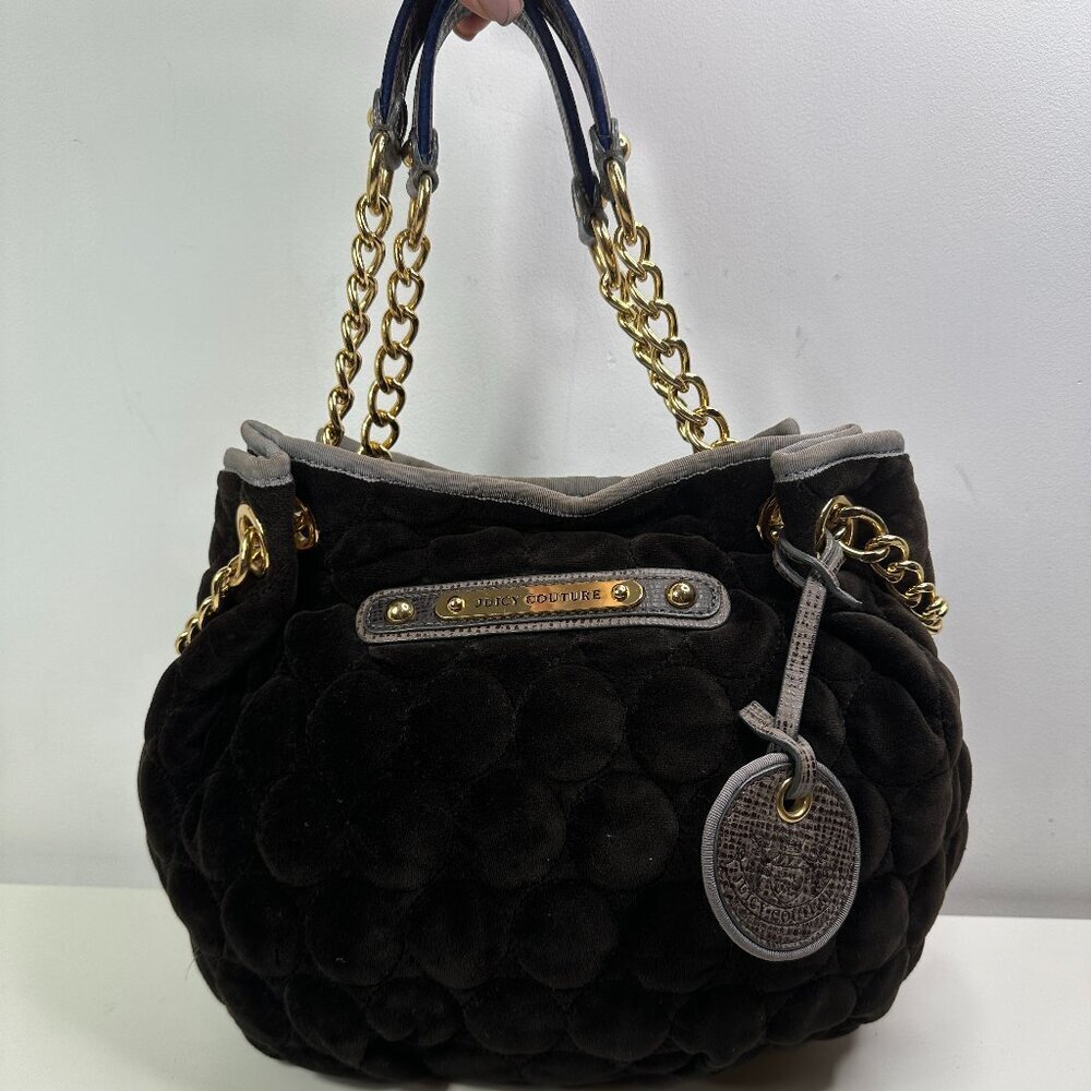 Juicy Couture Black Quilted Shoulder Bag with Gold Chain